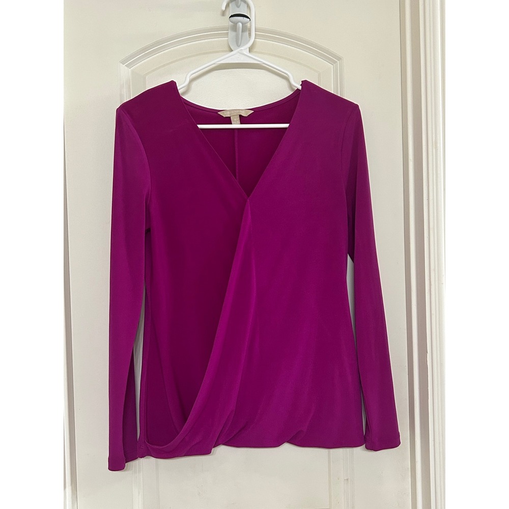 Vintage Banana Republic Fusia Long Sleeve Top Blouse V Neck‎ Wrap Front Womens S